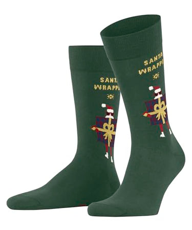 Burlington Herren Socken X-Mas Wrapper So Baumwolle gemustert 1 Paar, Grün Eucalyptus 7502, 40-46 im Sale